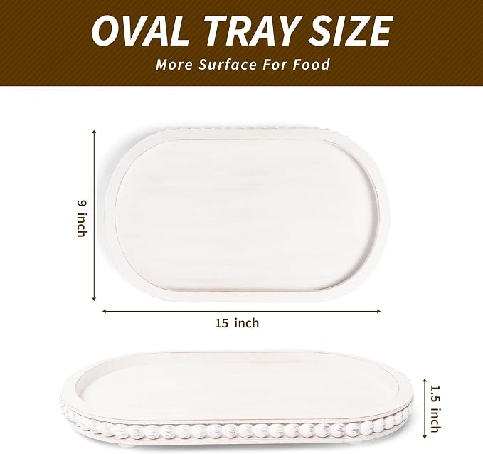 HPC Decor 15in Oval Wooden Tray - Image 4