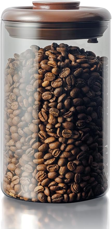 Coffee Canister for Ground Coffee, 13 oz Borosilicate Air Tight Coffee Bean by Tourdeus