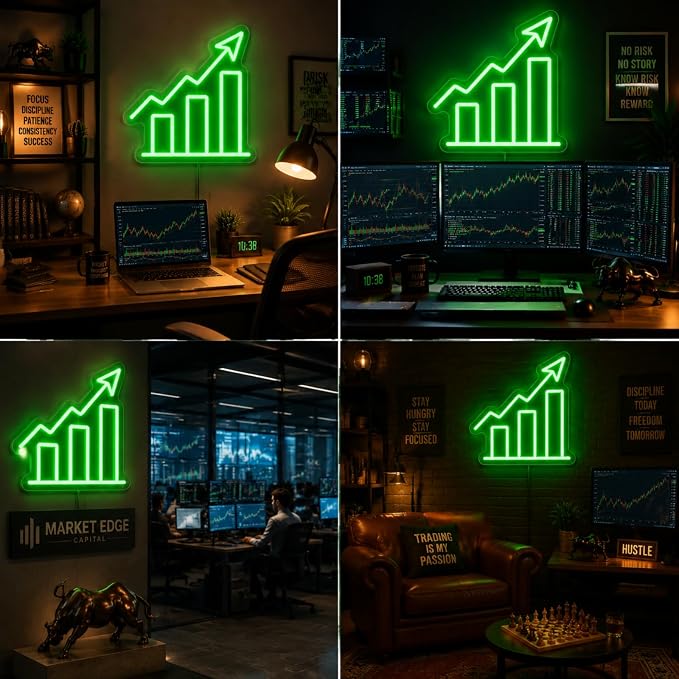 Stock Market Uptrend Neon Sign, Intraday Trading Chart LED Wall Decor, USB - Image 4