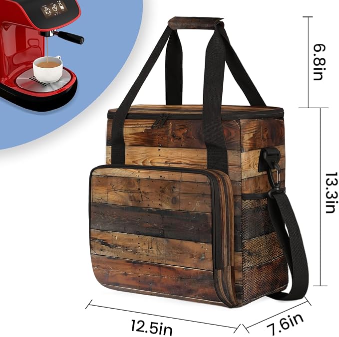 Rustic Wooden Board Brown Coffee Machine Bag Compatible - Image 2