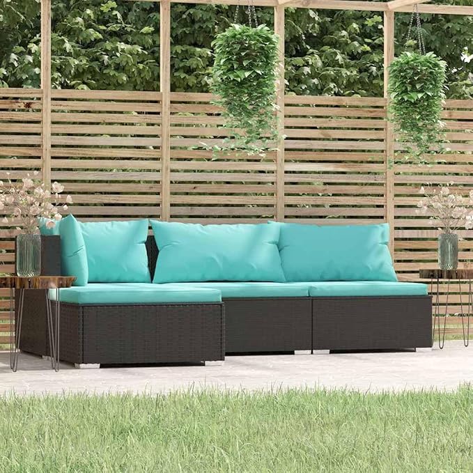 4 Piece Garden Lounge Set, Modular Patio Conversation Furniture - Image 2