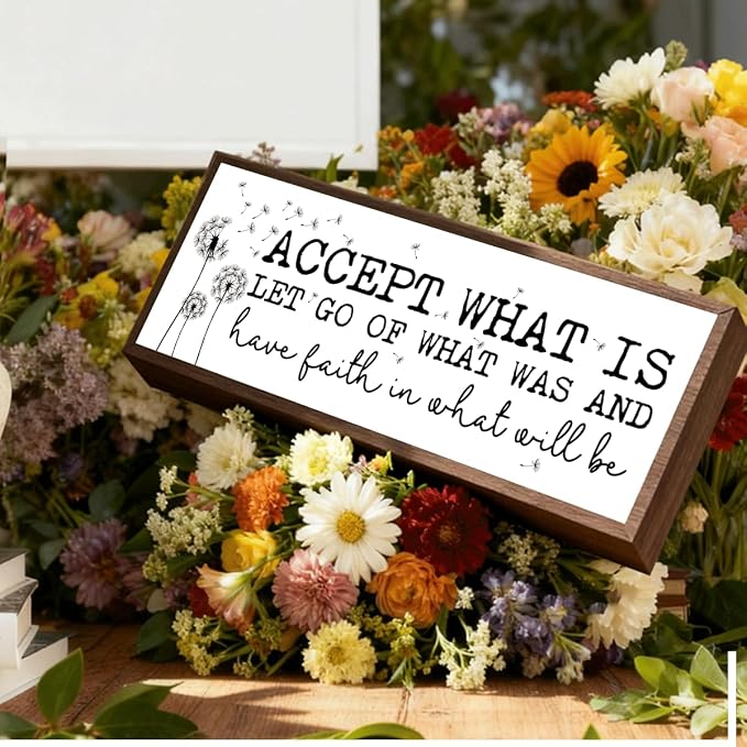 Accept What Is Let Go of What was Sign, Inspirational Wood Sign, Framed Wooden - Image 4