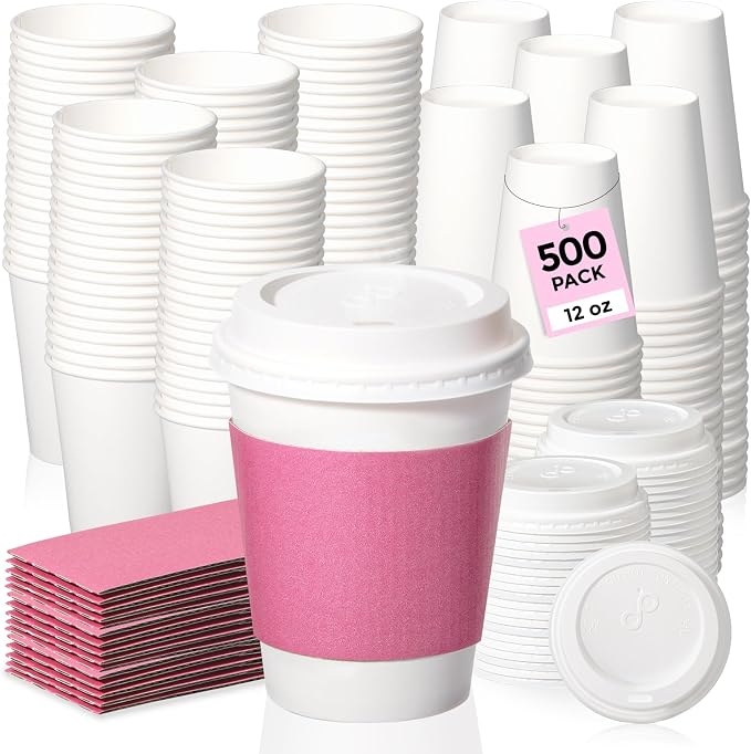 Fit Meal Prep [500 Pack 12 oz Paper To Go Coffee Cups by FMPBRANDS