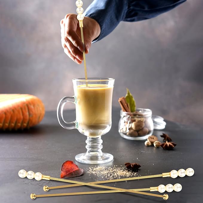 Exquisite Gold Pearl Stainless Steel Coffee Beverage Stirrers Stir Cocktail - Image 4