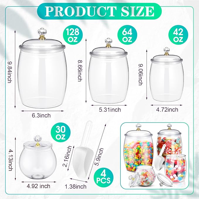 Nuogo 4 Pcs Plastic Candy and Cookie Jars - Image 2