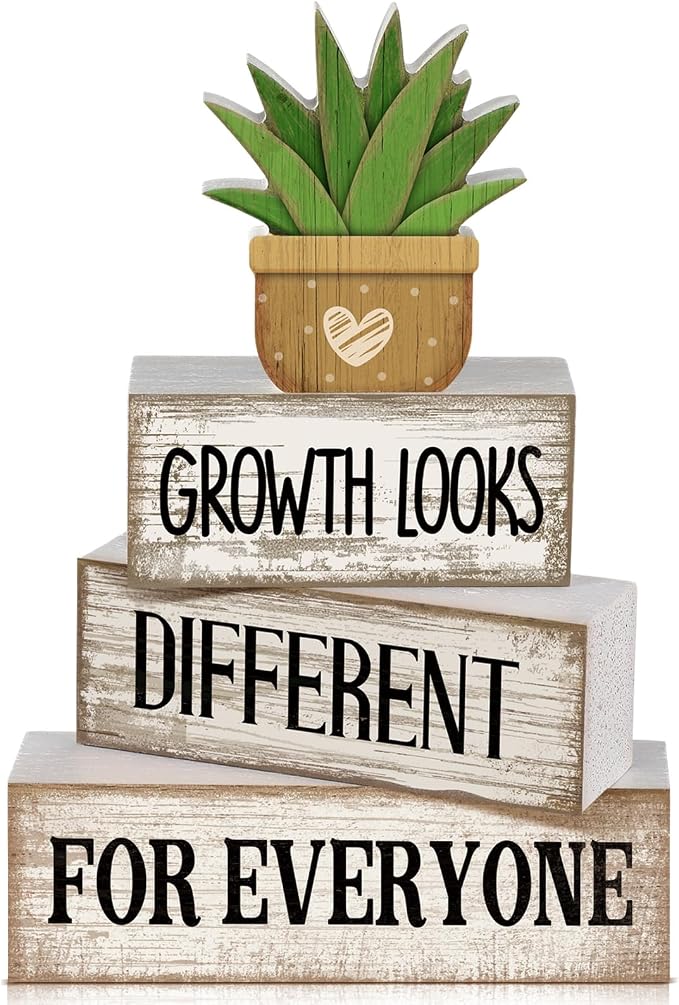 Lineshading 4 Pcs Inspirational Farmhouse Table Decor Growth Looks Different by Lineshading