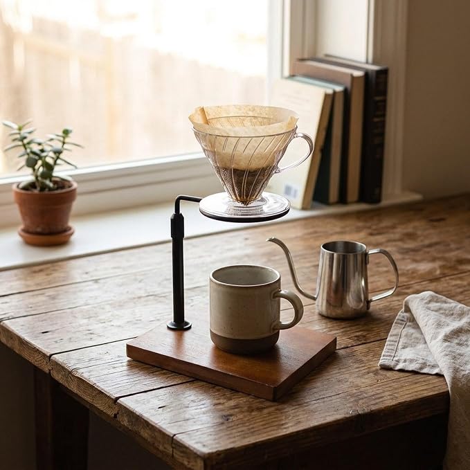 Coffee Dripper Stand Pour Over Rack Alloy Wood Hand Brewer Holder Adjustable - Image 7