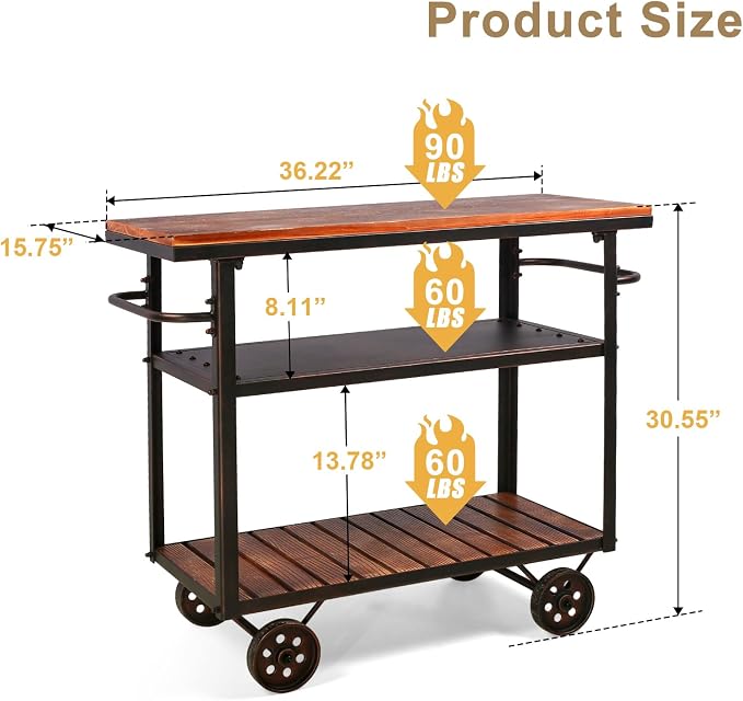 Farmhouse Mobile Cart with Wheels - Image 2