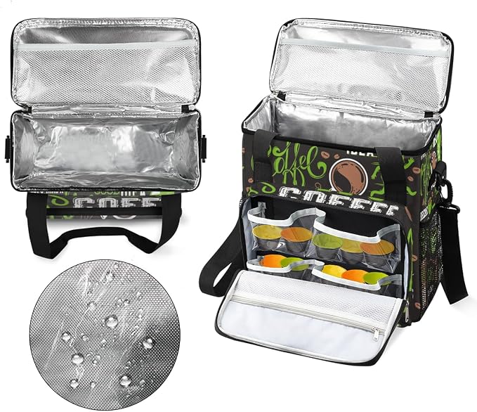 Green Coffee Cafe Maker Carrying Bag Travel Case Compatible - Image 3