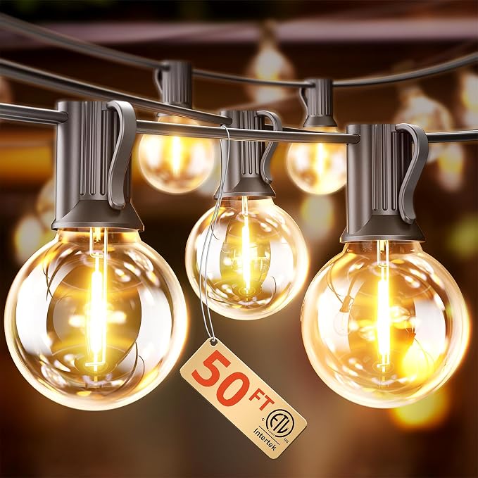 VIPAR Patio Lights, 50FT 27 G40 Bulbs Outdoor String Lights Waterproof by VIPAR