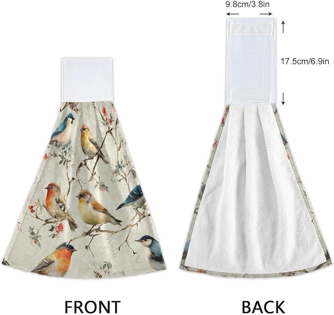Dussdil Retro Cardinal Floral Tree Kitchen Hanging Towel 12 x 17 Inch Birds - Image 4