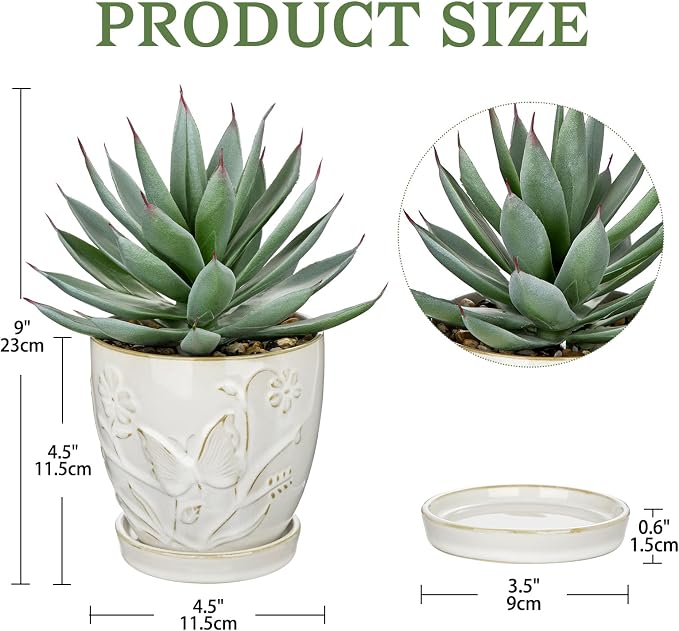 Briful Artificial Succulent Plant in White Ceramic Planter - Image 5