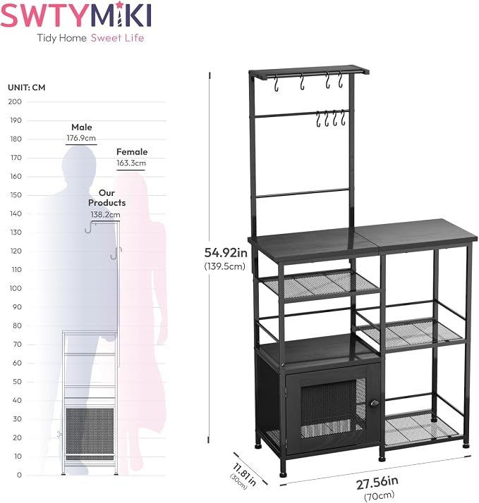 SWTYMIKI Bakers Rack with Storage - Image 2