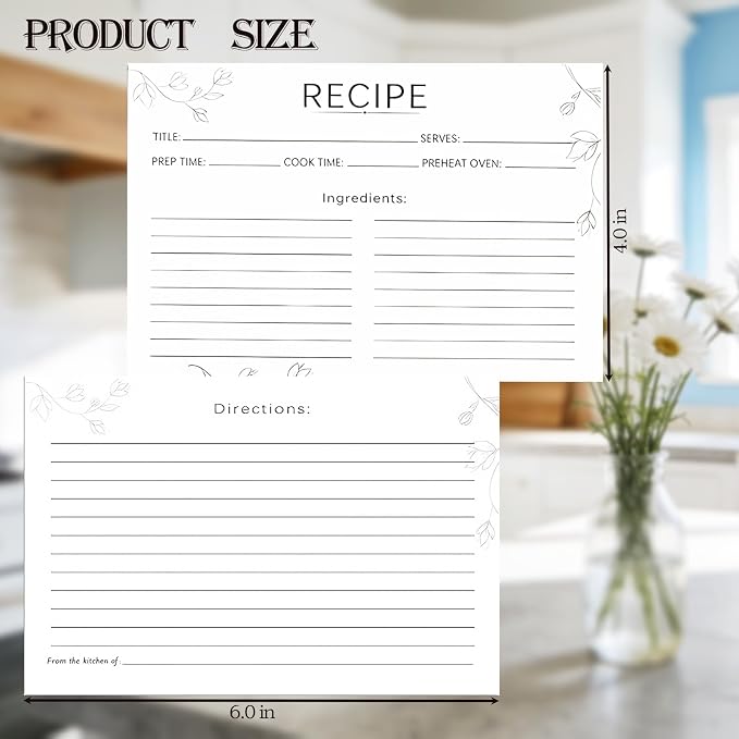Blank Double Sided Recipe Cards, 4x6 Inches - Image 2