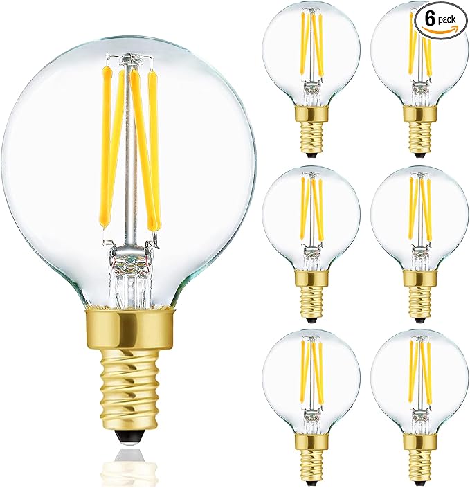 XININSUN G16.5 LED Bulb, E12 40W Candelabra Dimmable Chandelier Light Bulbs by XININSUN
