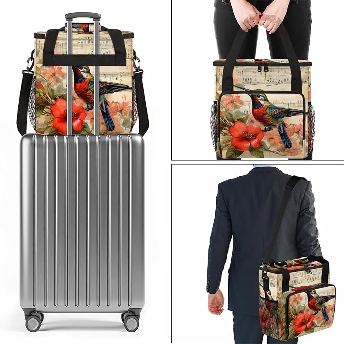 Hummingbird Notes Coffee Maker Carring Bag, Large Insulated Storage Organizer - Image 7