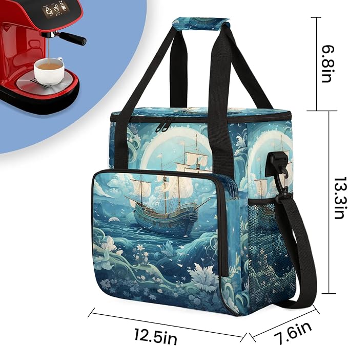 Nautical Old Ship On The Ocean Coffee Maker Carring Bag, Large Insulated - Image 2