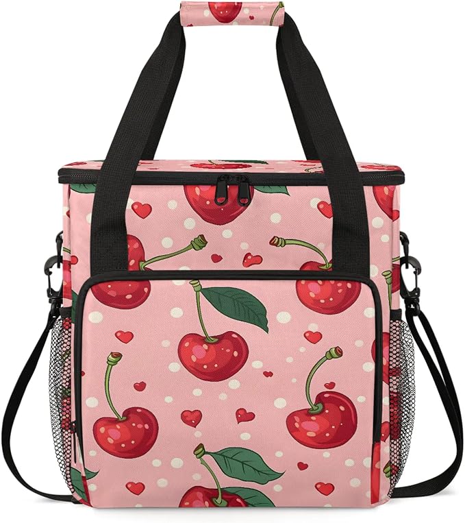 Cherry Coffee Maker Carring Bag, Large Insulated Storage Organizer Case Tote by Home