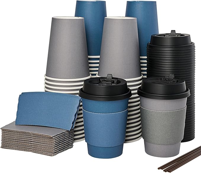 LITOPAK 100 Pack 12 oz Disposable Paper Coffee Cups - Image 8