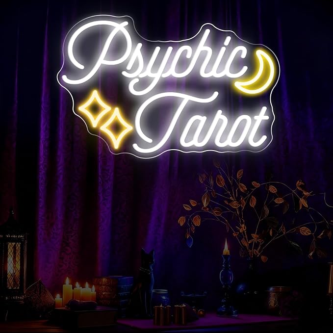 Psychic Tarot Neon Sign With Moon Star - Image 2
