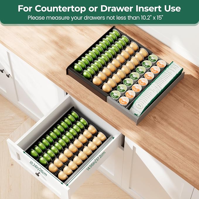 EsLuker.ly K Cup Coffee Pod Holder Organizer, Plastic Coffee Tea Drawer Insert - Image 7
