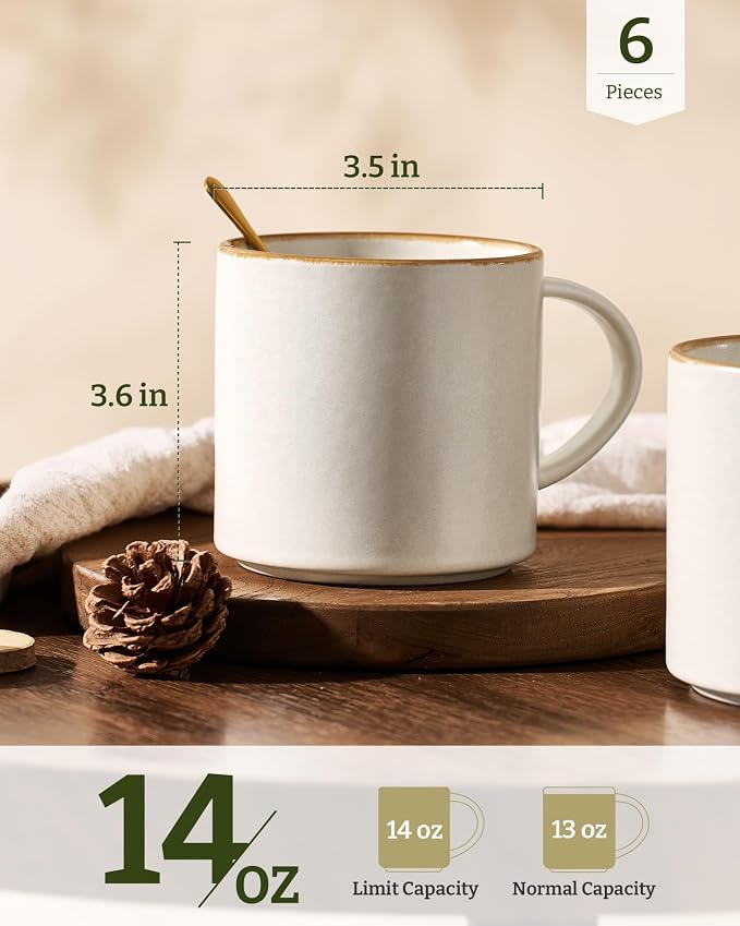 famiware Coffee Mugs Set of 6 Nebula 14oz Coffee Mugs, Ceramic Cup Set - Image 4