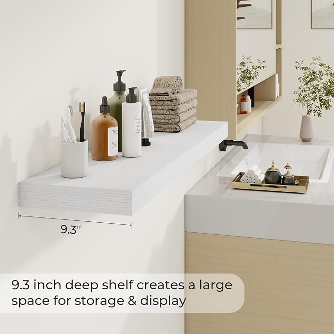 Dreamland 40 Inch Long Floating Shelves in White, 9.3 Inch Deep Floating Shelf - Image 4