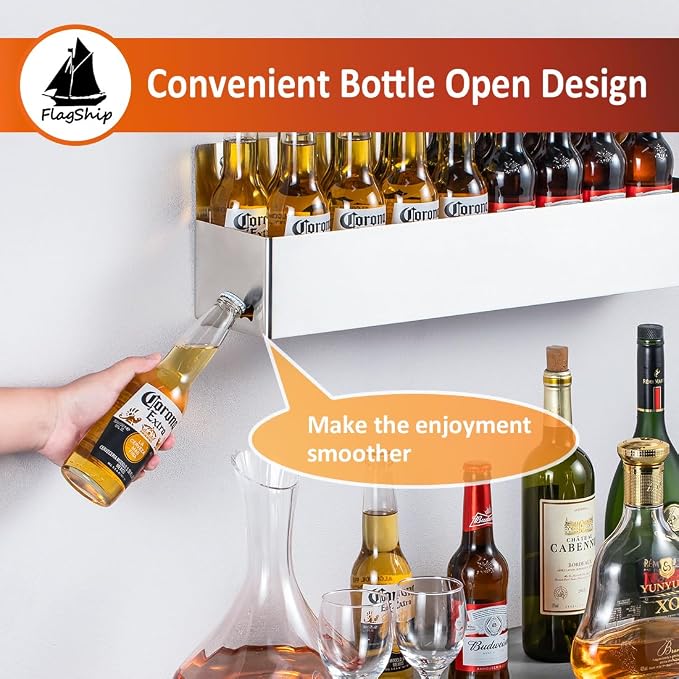 FlagShip Speed Rail 22 Inch Stainless Steel Liquor Bottle Holder Wall Mounted - Image 3