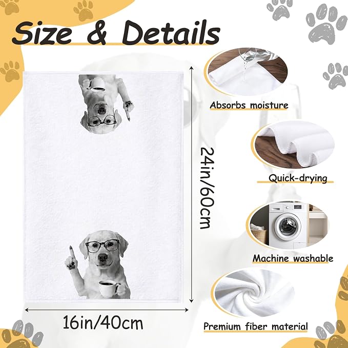 Funny Yellow Labrador Kitchen Towels Set of 4 - Image 3