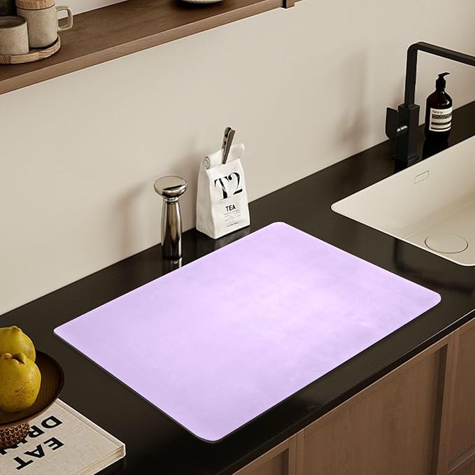 Lilac Dish Drying Mat for Kitchen Counter No-slip Rubber Bottom Coffee Mat Dish - Image 7