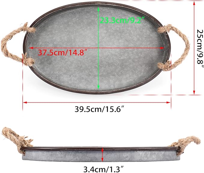Hipiwe Galvanized Metal Iron Oval Tray - Image 6