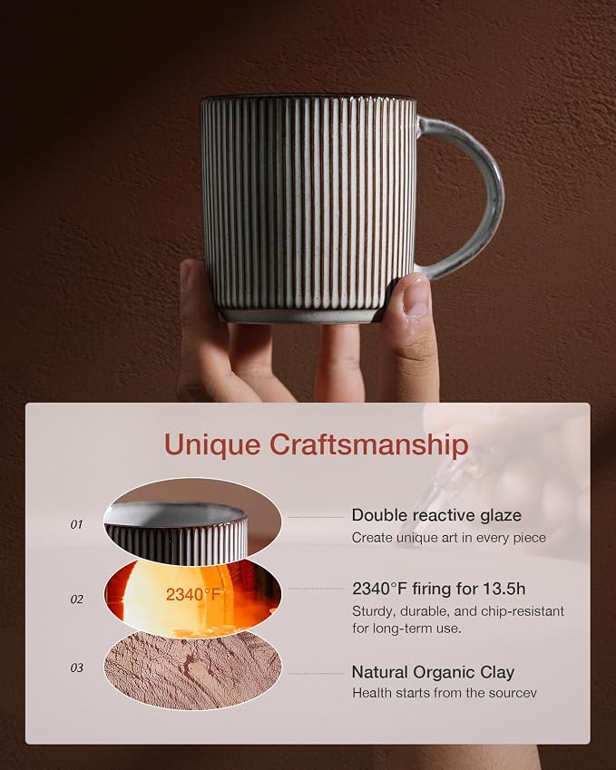 famiware Coffee Mug Set for 6, Star 12 oz Catering Mugs Cup Set - Image 3