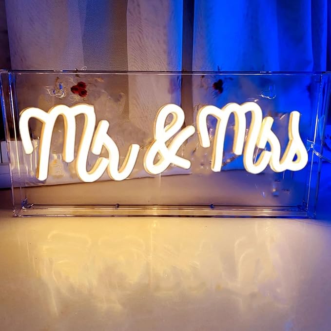 Mr&Mrs Neon Sign for Wedding, Stand Mr and Mrs Led Table Sign for Wedding Decor - Image 3