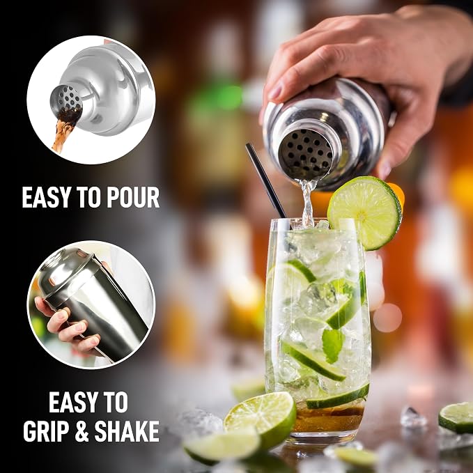Zulay Cocktail Shaker 18/8 Stainless Steel Martini Shaker - Image 3