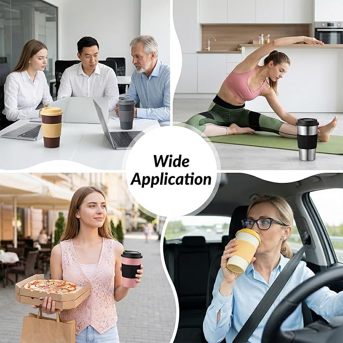 6 Pack Silicone Coffee Cup Sleeve, Reusable Heat Resistant Coffee Cup - Image 7