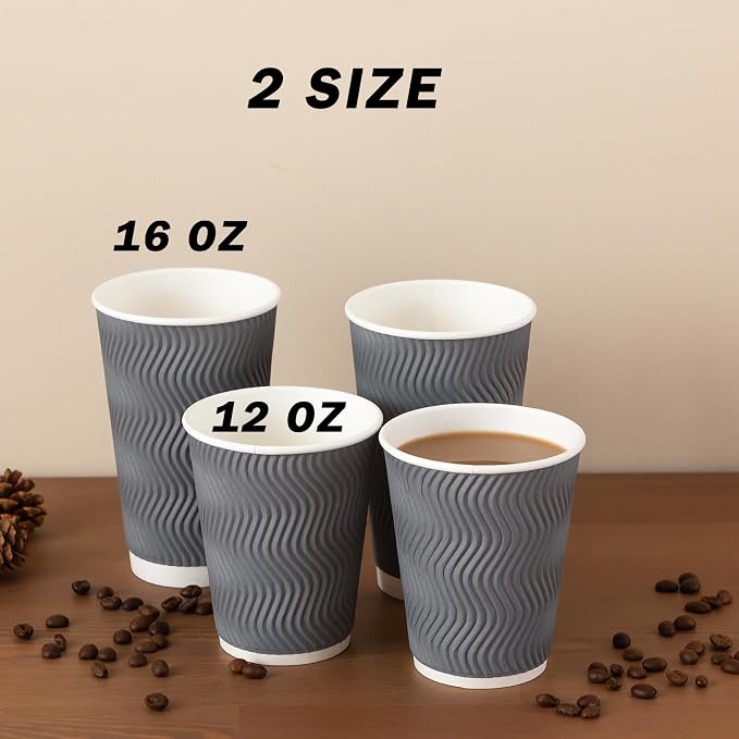 Clawsoff Coffee 120 Pack Cups 12 oz, Corrugated Insulated Ripple Wall - Image 6