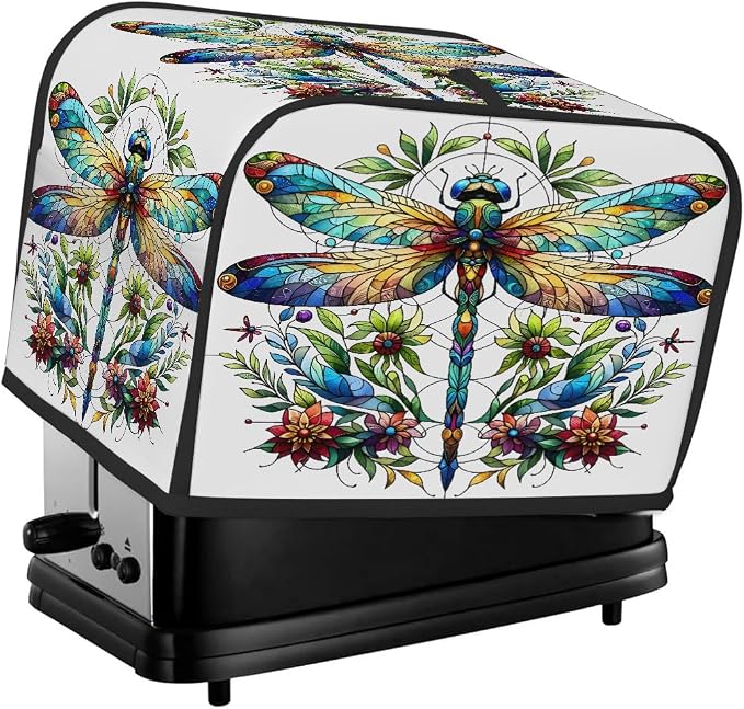 Animal Dragonfly Flower Toaster Cover 4 Slice Wide Slot Washable Appliance by cfpolar