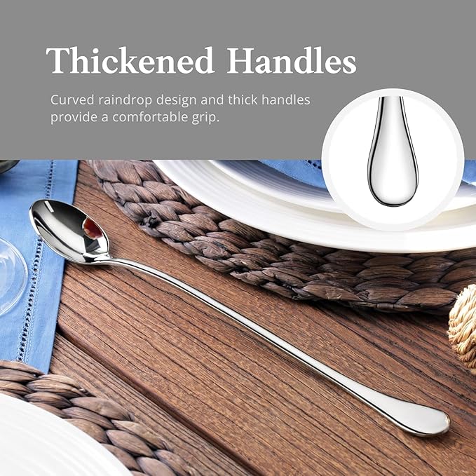 Long Handle Iced Tea Spoons, Tall Coffee & Latte Stirrers, Dessert Spoon Set - Image 3