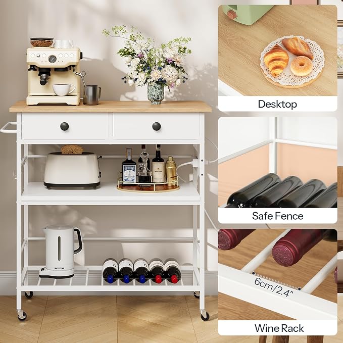 HOOBRO Kitchen Island with Storage, Rolling Island Cart - Image 9