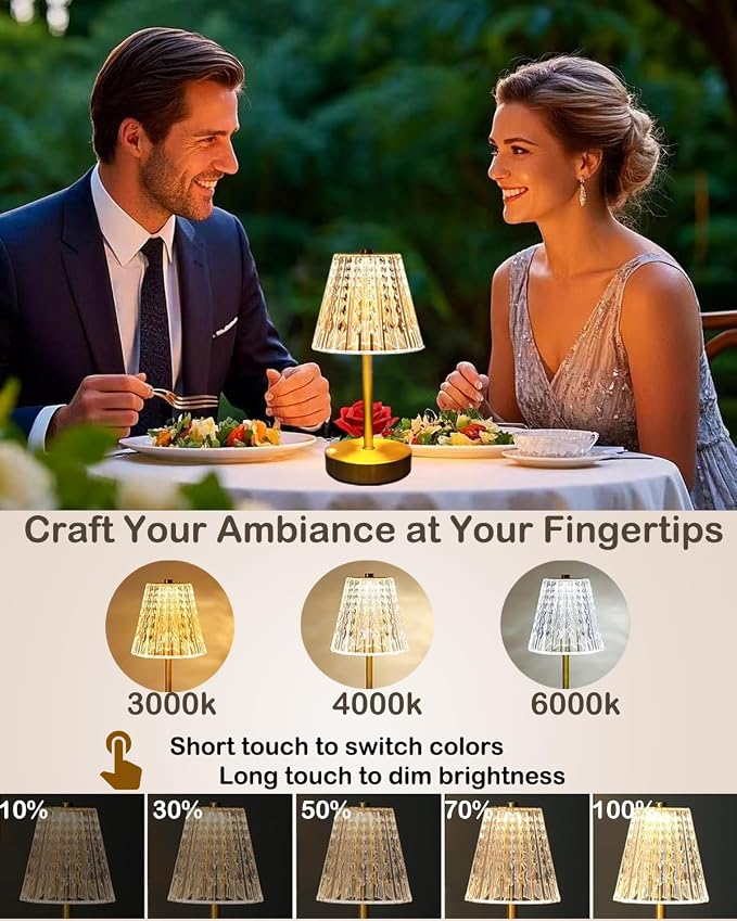 Gold Cordless Table Lamp Rechargeable, 5000mAh Battery Operated Lamps, Mini - Image 2