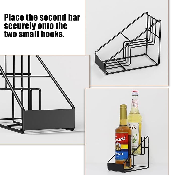 Coffee Syrup Rack for 2 Bottles, Tiered Coffee Syrup Organizer & Holder - Image 3