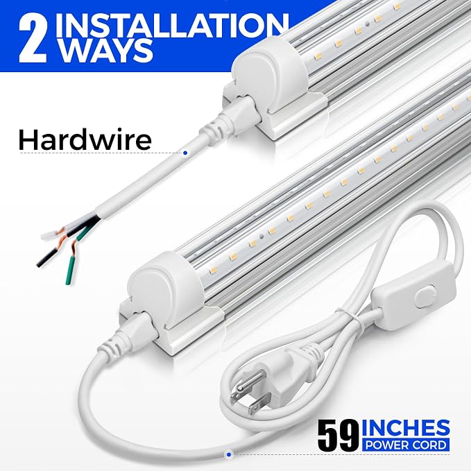 Barrina LED Shop Light 2FT, 20W 3000LM 3000K, V Shape Integrated T8 LED Lighting - Image 6