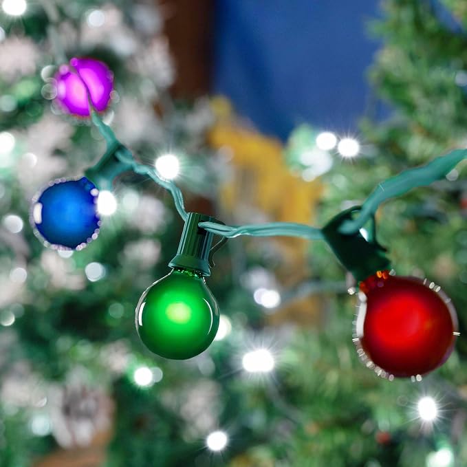 G40 Patio String Lights with 25 Multi Globe Bulbs - Image 6