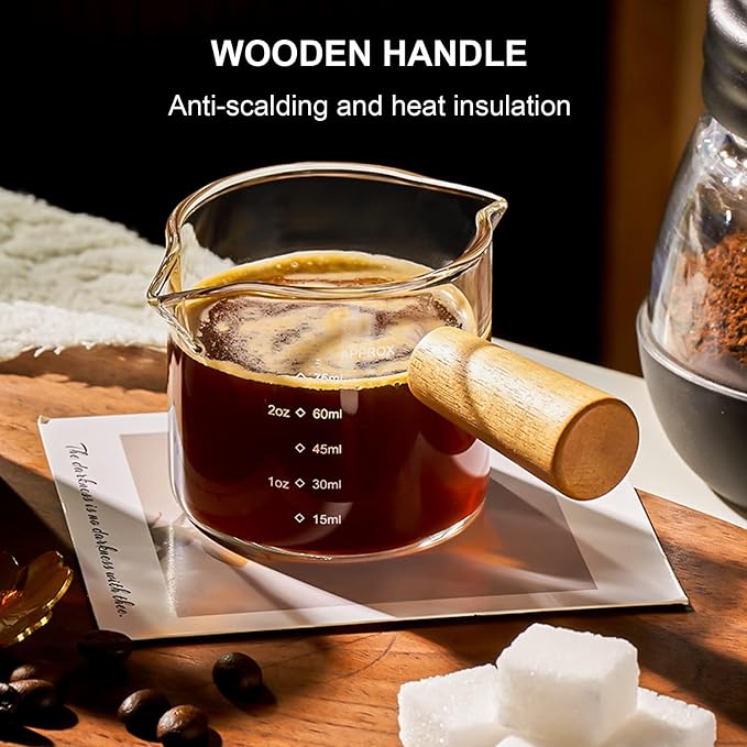 PARACITY Espresso Cups with Handle, 3.5OZ Double Spout Glass Measuring Cup with - Image 4