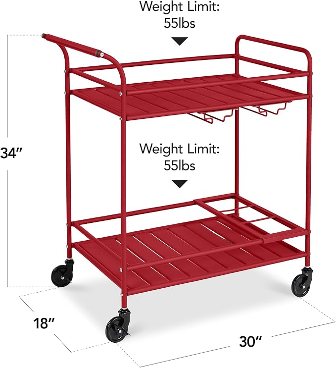Best Choice Products Rolling Bar Cart, Mobile Home Bar Serving Cart, Serving - Image 2