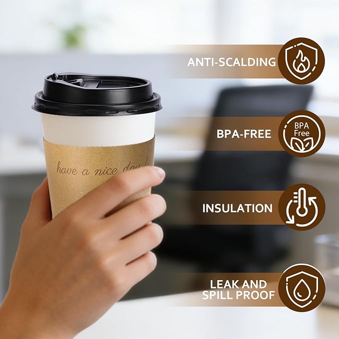BYSNOW 500 pack 16 oz Disposable Paper Coffee Cups, Paper To Go Cups - Image 3