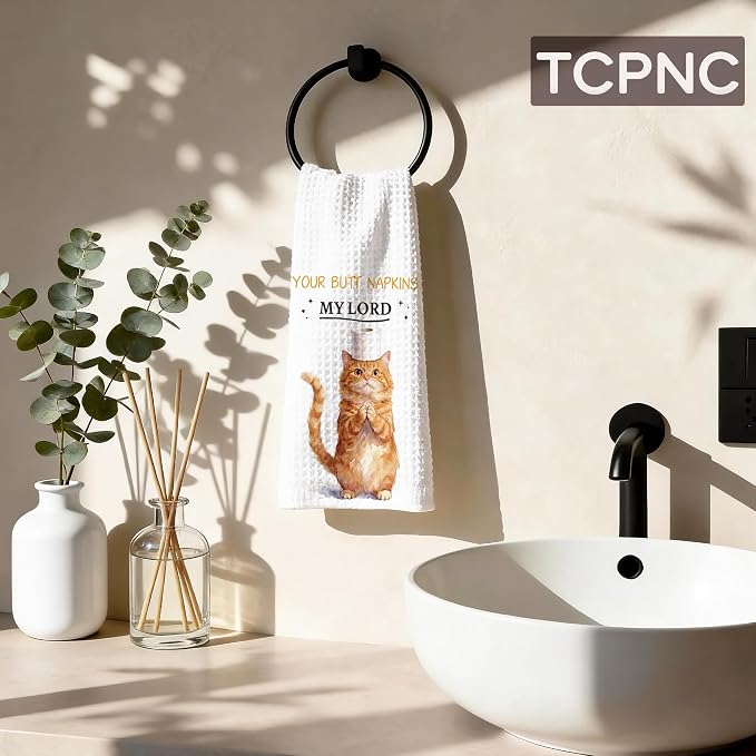 Funny Orange Cat Hand Towel, Cute Orange Cat Bathroom Towel - Image 5