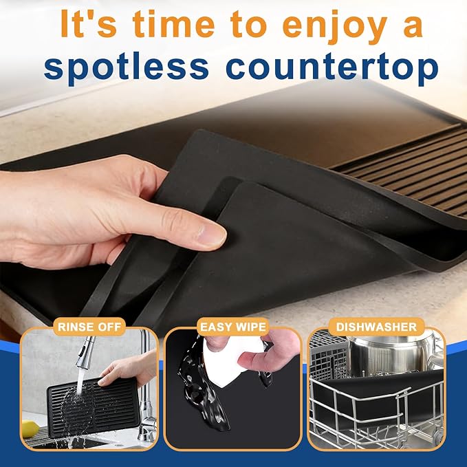 Mrcrypos Silicone Coffee Station Mat 16x24 Inch, Spill-Proof Bar Mat - Image 5