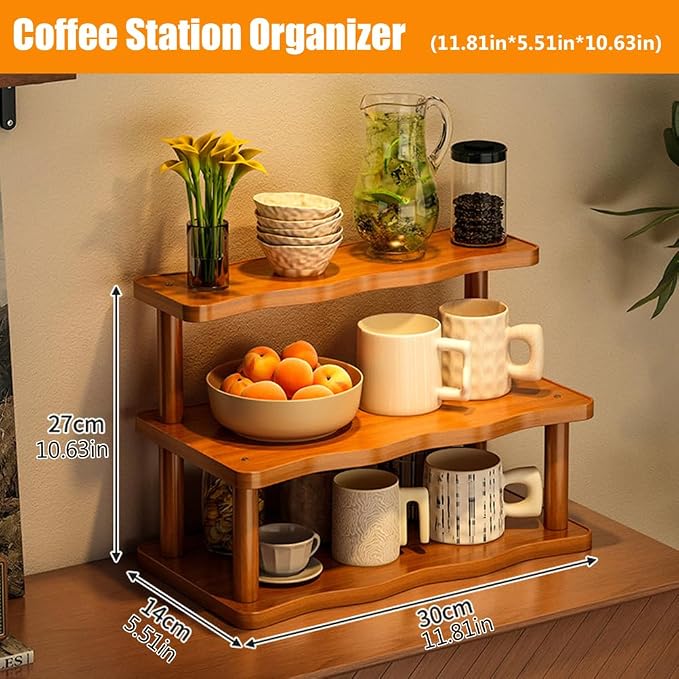 Wooden Mug Holder Countertop, Coffee Station Organizer, Counter Shelf - Image 2