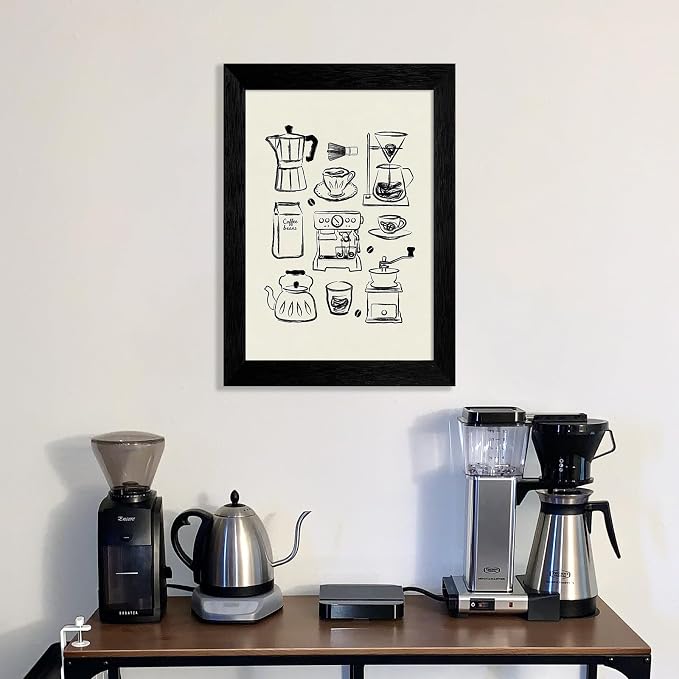 Black Framed Modern Kitchen Wall Art 24x36 inch Black and White Minimalist - Image 5